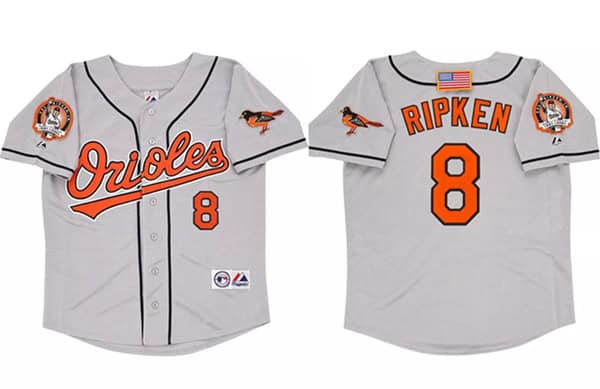 Baltimore Orioles #8 Cal Ripken Jr. Gray 2001 Cool Base Stitched Jersey