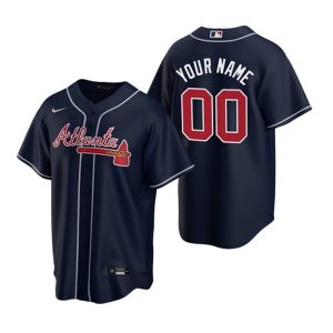 Atlanta Braves Customized Navy Stitched MLB Jersey
