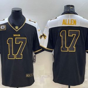 Buffalo Bills #17 Josh Allen Black Gold With C Patch Thanksgiving Vapor Untouchable Limited Stitched Jersey