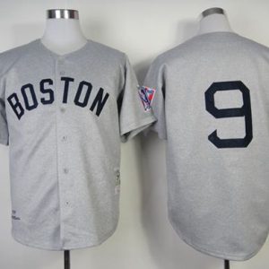 Mitchell And Ness 1939 Red Sox #9 Ted Williams Grey Throwback Stitched Jersey