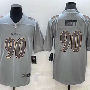 Pittsburgh Steelers #90 T.J. Watt Gray Atmosphere Fashion Stitched Jersey