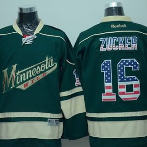 Minnesota Wild Custom Green USA Flag Fashion Stitched Jersey