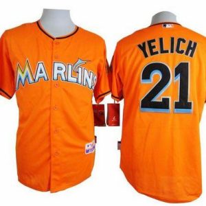 Marlins #21 Christian Yelich Orange Cool Base Stitched Jersey