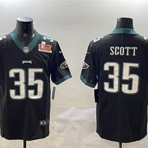 Philadelphia Eagles #35 Boston Scott Black 2025 Super Bowl LIX Patch Vapor Untouchable Limited Stitched Jersey