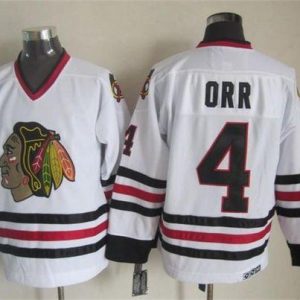 Blackhawks #4 Bobby Orr White CCM Throwback Stitched Jersey