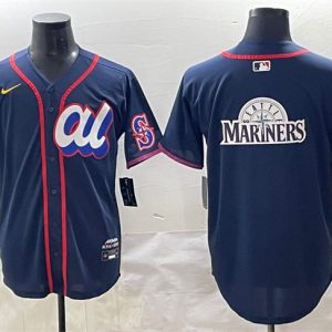American League Seattle Mariners Team Big Logo Navy 2025 All-Star Edition Limited Stitched Jersey