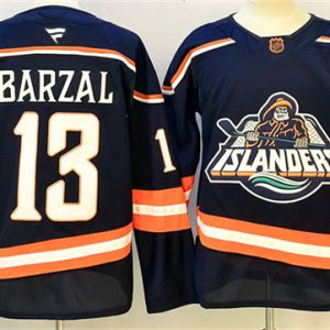 New York Islanders #13 Mathew Barzal Navy 2024-25 Stitched Jersey