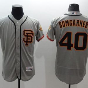 Giants #40 Madison Bumgarner Grey Flexbase Authentic Collection Road 2 Stitched Jersey
