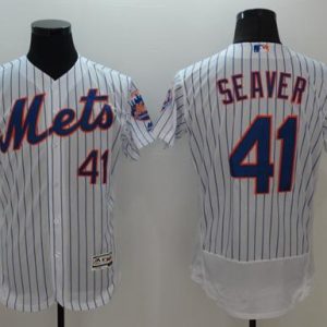 Mets #41 Tom Seaver White(Blue Strip) Flexbase Authentic Collection Stitched Jersey