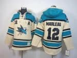 Sharks #12 Patrick Marleau Cream Sawyer Hooded Sweatshirt Stitched Jersey