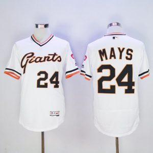 Giants #24 Willie Mays White Flexbase Authentic Collection Cooperstown Stitched Jersey