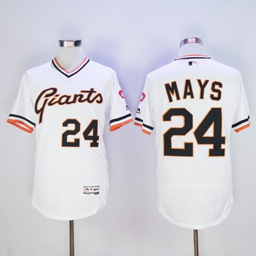 Giants #24 Willie Mays White Flexbase Authentic Collection Cooperstown Stitched Jersey