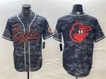Baltimore Orioles Gray Camo Team Big Logo Cool Base Stitched Jersey
