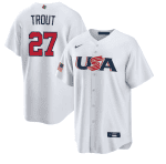 USA #27 Mike Trout 2023 White World Classic Stitched Jersey