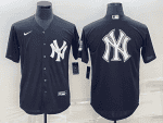 New York Yankees Black Team Big Logo Cool Base Stitched Jersey
