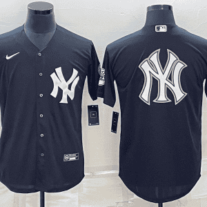 New York Yankees Black Team Big Logo Cool Base Stitched Jersey
