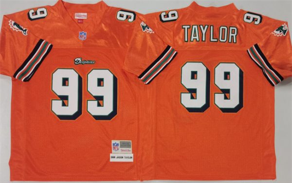 Miami Dolphins #99 Jason Taylor Orange Throwback Stitched Football Jersey