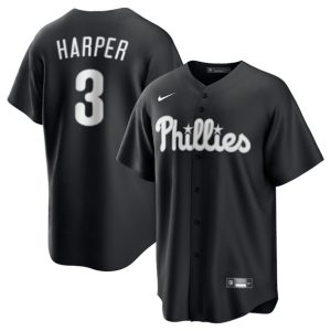 Philadelphia Phillies #3 Bryce Harper Black Lights Out Limited Stitched Jersey
