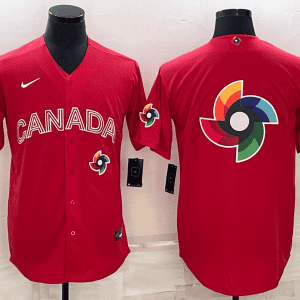 Canada 2023 Red World Big Logo With Patch Classic Stitched Jersey