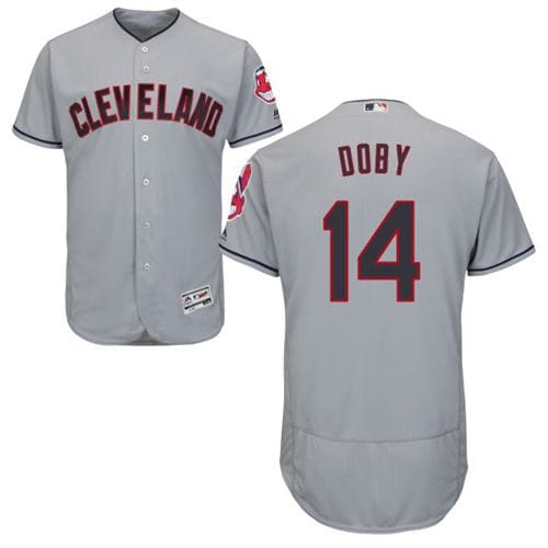 Indians #14 Larry Doby Grey Flexbase Authentic Collection Stitched Jersey