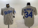 Los Angeles Dodgers #34 Toro Valenzuela Gray 2024 World Series Cool Base Stitched Jersey