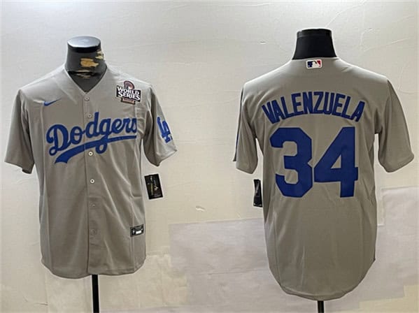 Los Angeles Dodgers #34 Toro Valenzuela Gray 2024 World Series Cool Base Stitched Jersey