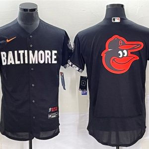 Baltimore Orioles Big Logo In Back Black 2023 City Connect Flex Base Stitched Jersey
