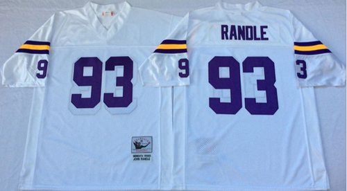 Mitchell And Ness Vikings #93 John Randle White Throwback Stitched Jersey