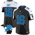 Detroit Lions #16 Jared Goff Black White F.U.S.E. 2024 Michigan Patch Vapor Limited Stitched Jersey