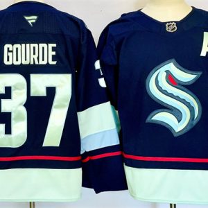 Seattle Kraken #37 Yanni Gourde Navy 2024-25 Home With A Patch Stitched Jersey