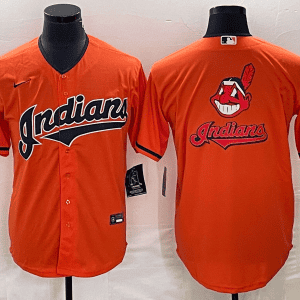 Cleveland Guardians Orange Team Big Logo Cool Base Stitched Jersey