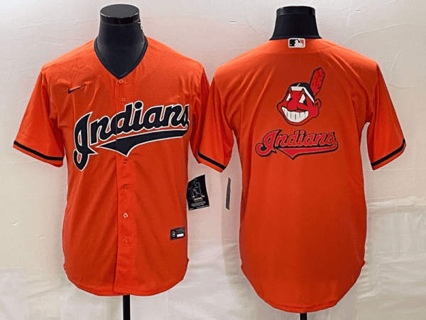 Cleveland Guardians Orange Team Big Logo Cool Base Stitched Jersey