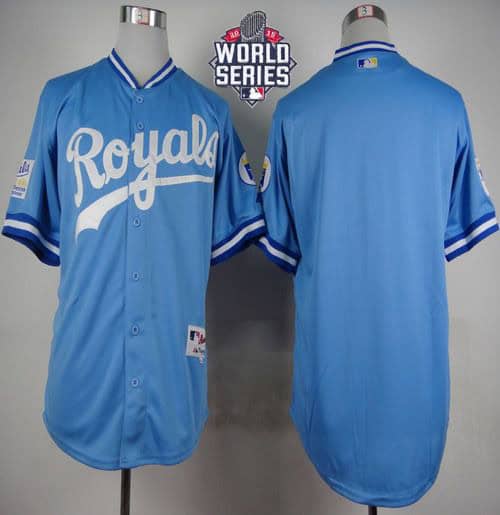 Royals Blank Light Blue 1985 Turn Back The Clock W 2015 World Series Patch Stitched Jersey