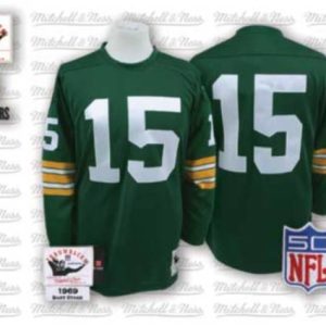 Mitchell Ness Packers #15 Bart Starr Green Stitched Throwback Jersey