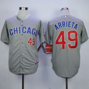 Cubs #49 Jake Arrieta Grey Road Cool Base Stitched Jersey