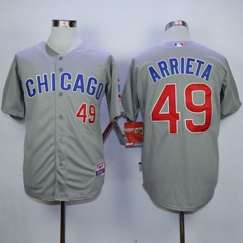 Cubs #49 Jake Arrieta Grey Road Cool Base Stitched Jersey