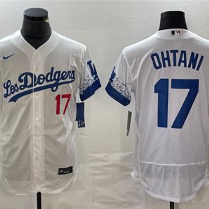 Los Angeles Dodgers #17 Shohei Ohtani White City Connect Flex Base With Patch Stitched Jersey