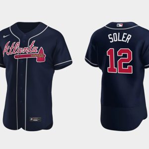 Atlanta Braves #12 Jorge Soler 2021 Navy World Series Champions Flex Base Stitched Jersey