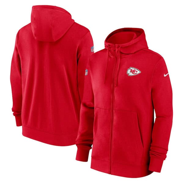Kansas City Chiefs Red Sideline Club Performance Full-Zip Hoodie