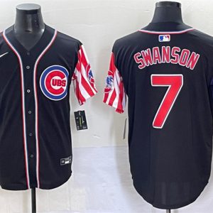 Chicago Cubs #7 Dansby Swanson Black 2025 Independence Day Vapor Premier Limited Stitched Jersey