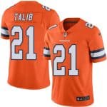 Broncos #21 Aqib Talib Orange Stitched Limited Rush Nike Jersey