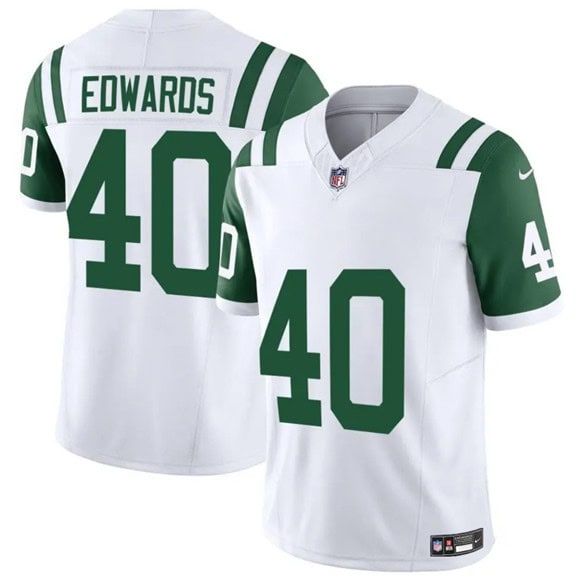 New York Jets #40 Donovan Edwards White 2025 F.U.S.E. Classic Alternate Vapor Untouchable Limited Football Stitched Jersey
