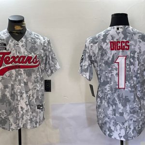 Houston Texans #1 Stefon Diggs 2024 Arctic Camo Salute To Service Stitched Jersey