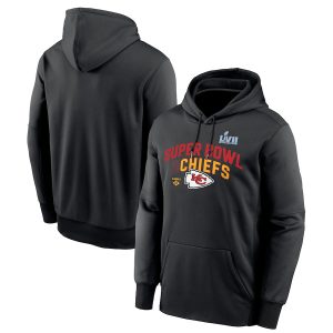 Kansas City Chiefs Black Super Bowl LVII Team Logo Lockup Therma Performance Pullover Hoodie