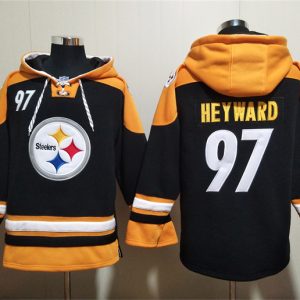 Pittsburgh Steelers #97 Cameron Heyward Black Ageless Must-Have Lace-Up Pullover Hoodie