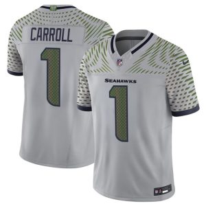 Seattle Seahawks #1 Pete Carroll Gray 2025 F.U.S.E. ¡°Rivalries¡± Vapor Untouchable Limited Football Stitched Jersey