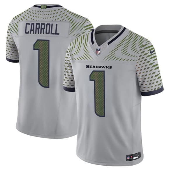 Seattle Seahawks #1 Pete Carroll Gray 2025 F.U.S.E. ¡°Rivalries¡± Vapor Untouchable Limited Football Stitched Jersey