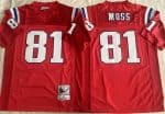 New England Patriots #81 Randy Moss Red Throwback Stitched Jersey
