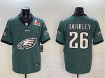 Philadelphia Eagles #26 Saquon Barkley Green 2025 Super Bowl LIX Patch Team Big Logo Vapor Untouchable Limited Stitched Jersey