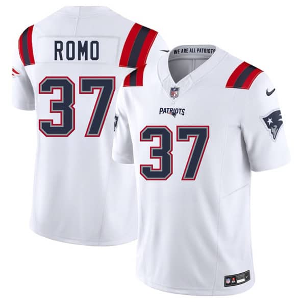 New England Patriots #37 Parker Romo White 2025 F.U.S.E. Vapor Limited Stitched Jersey